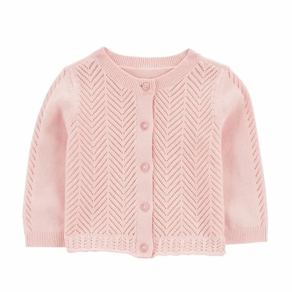 Baby B'gosh Pointelle Button-Front Sweater Knit Cardigan 3 mo - Picture 1 of 12